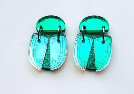 Beetle Dangle Earrings (Green)