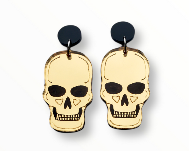 Spooky Skull Earrings (Gold)