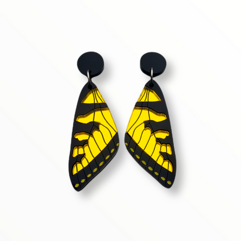 Eastern Tiger Swallowtail Wing Earrings - Yellow Mirror