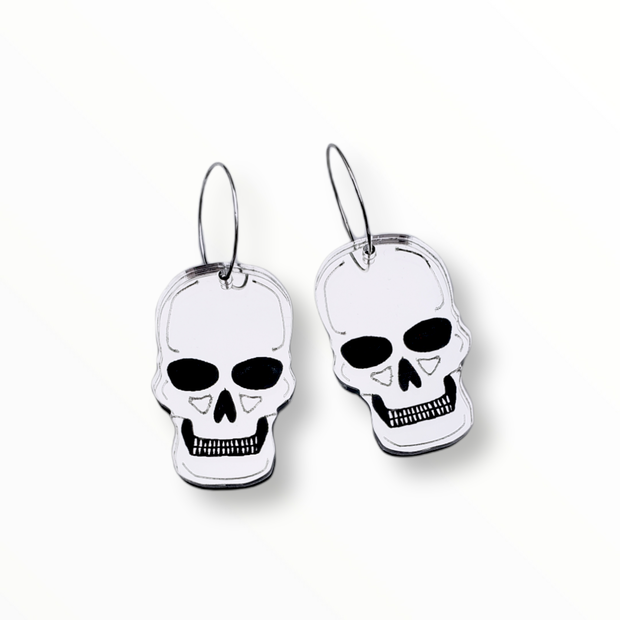 Skull Earrings - Silver Mirror