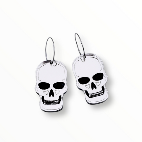 Skull Earrings - Silver Mirror