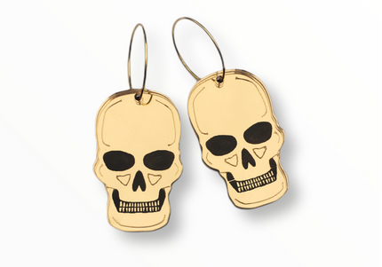 Spooky Skull Earrings (Gold)