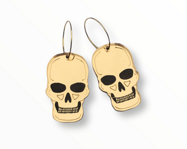 Spooky Skull Earrings (Gold)