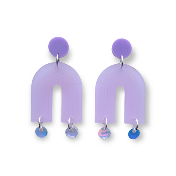 Geo Dangle Earrings - Lilac