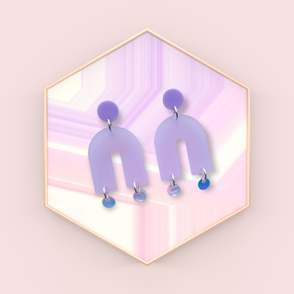 Geo Dangle Earrings - Lilac