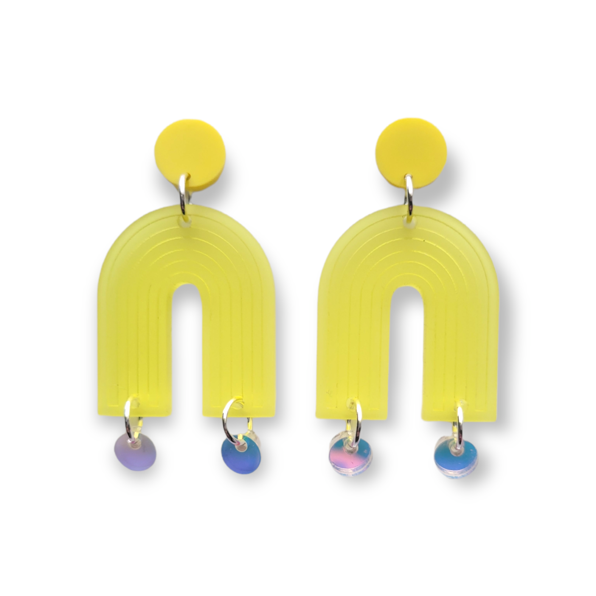 Geo Dangle Earrings - Yellow