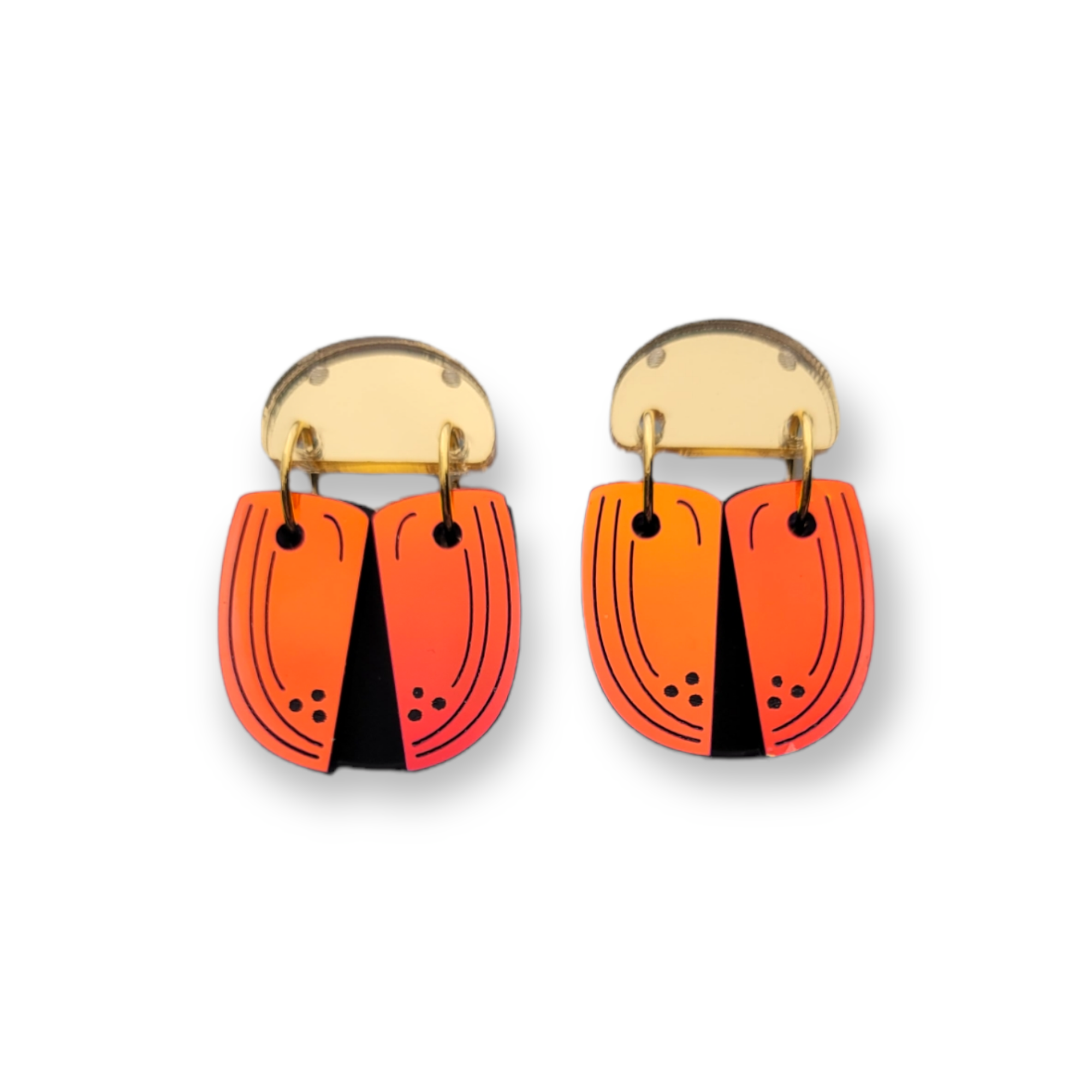 Beetle Dangle Earrings - Color-Shifting & Gold