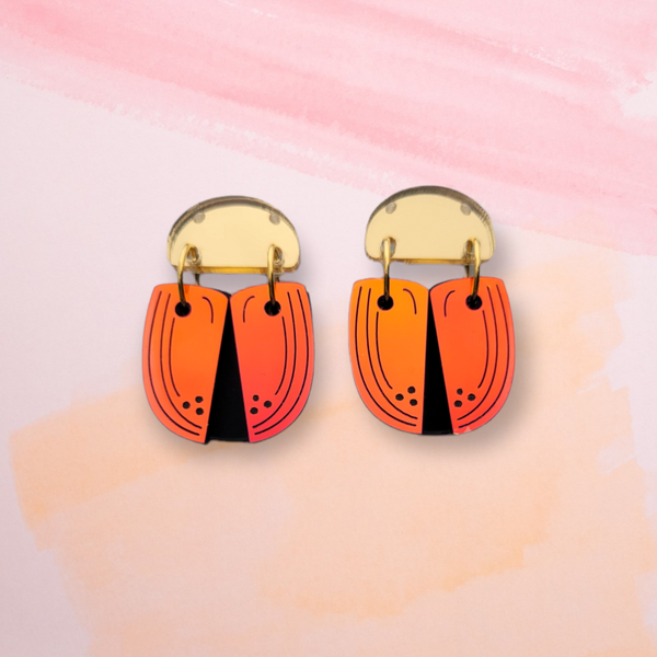 Beetle Dangle Earrings - Color-Shifting & Gold