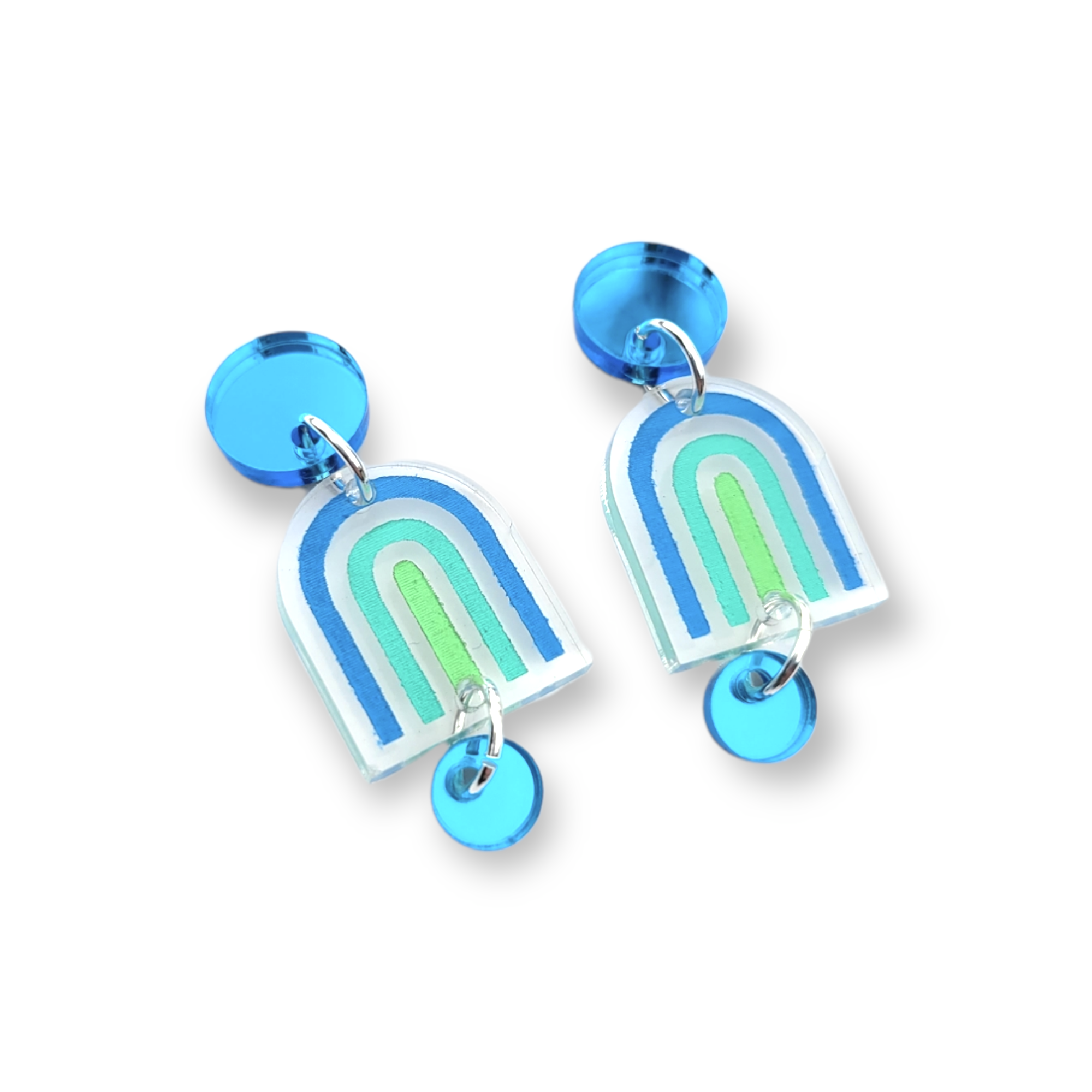 Geo Short Painted Dangle Earrings - Blue