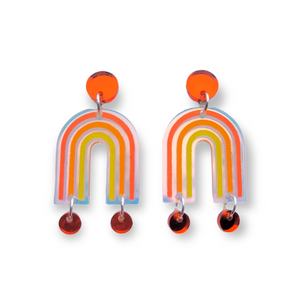 Geo Striped Iridescent Dangle Earrings