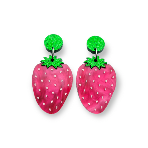 Strawberry Earrings - Pink Pearl