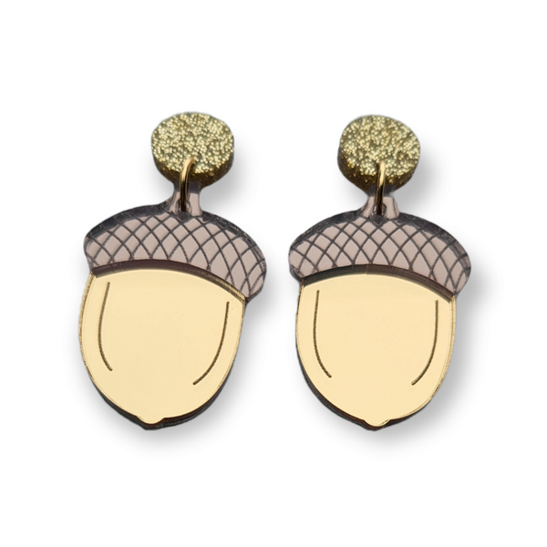 Acorn Earrings - Bronze & Gold Mirror