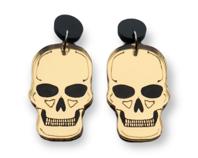 Spooky Skull Earrings (Gold)