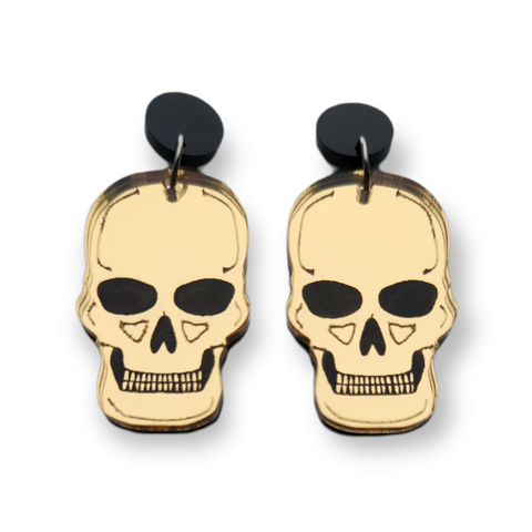 Skull Earrings - Gold Mirror