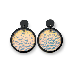 Outline Circle Earrings - Black & Iridescent